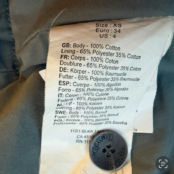 Bench Blue Grey Cargo Utility Jacket Size XS Streetwear Casual Lightweight - Picture 4 of 16